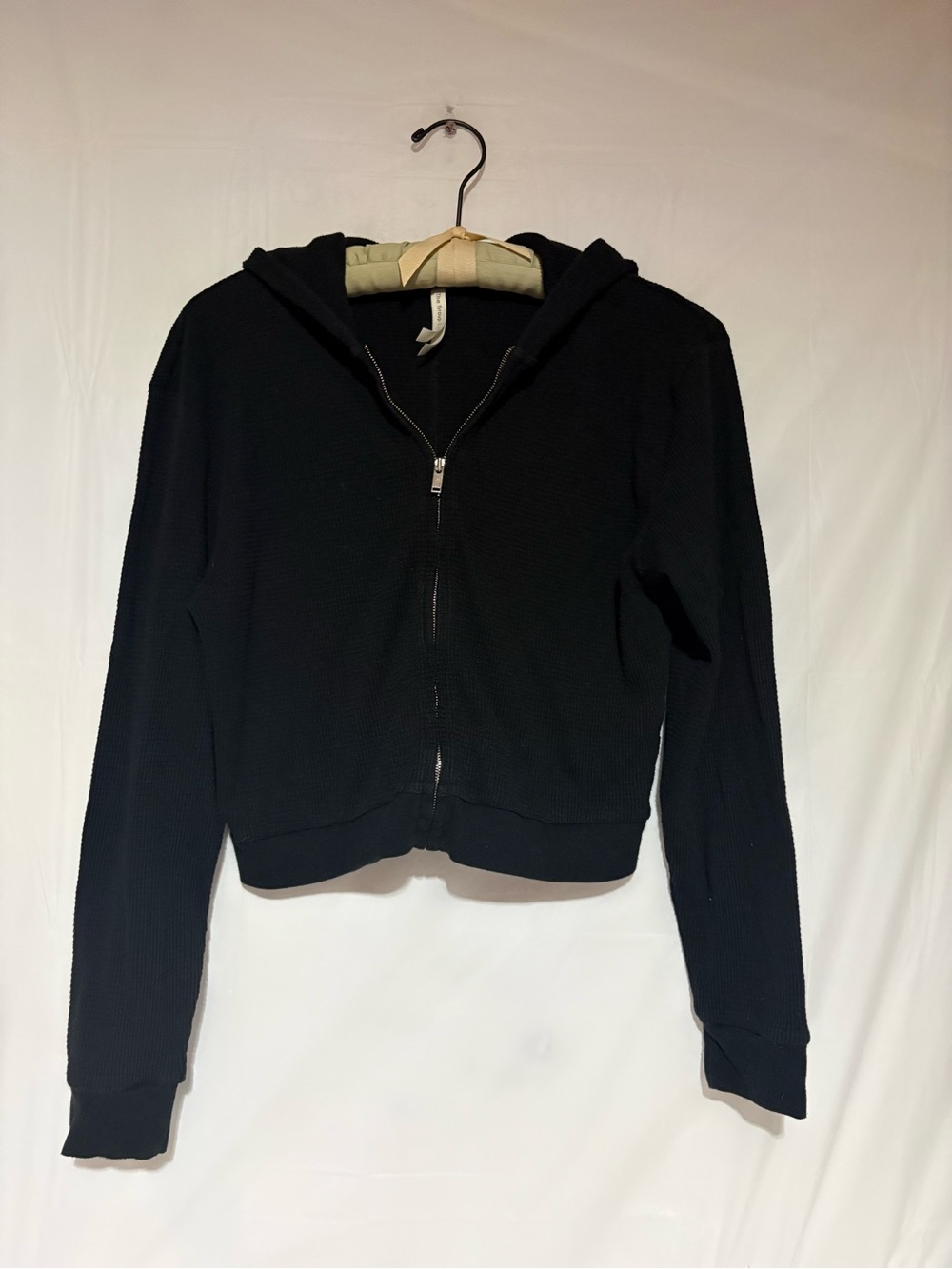 Babaton Black Hooded Zip Front Sweatshirt